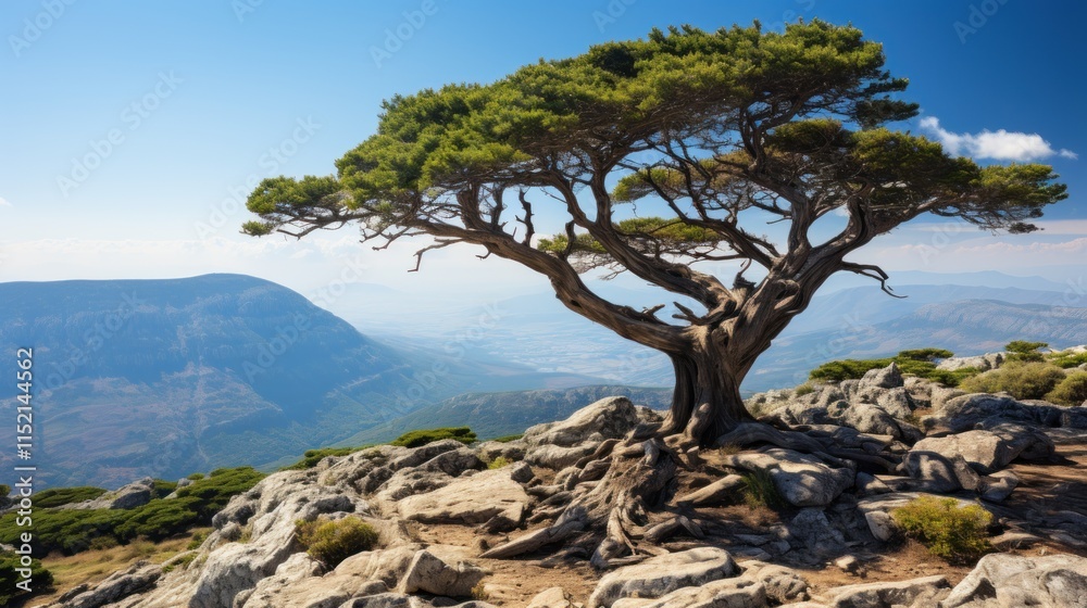 Majestic Mountaintop Lone Tree: A Serene Landscape Majestic Mountaintop Lone Tree: A Serene Landscape
