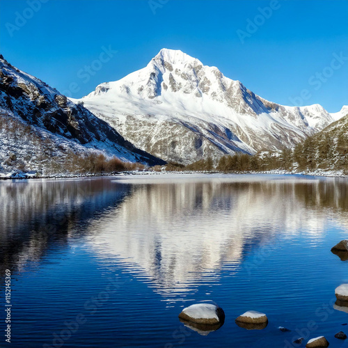 mountain lake reflection