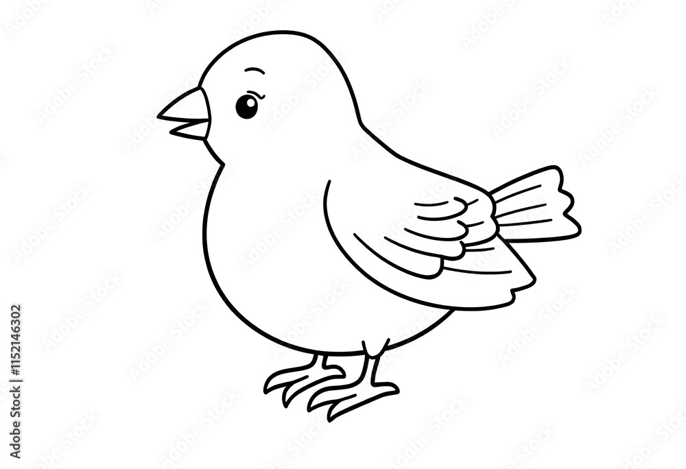 Cute cartoon line drawing of a bird Cute cartoon line drawing of a bird
