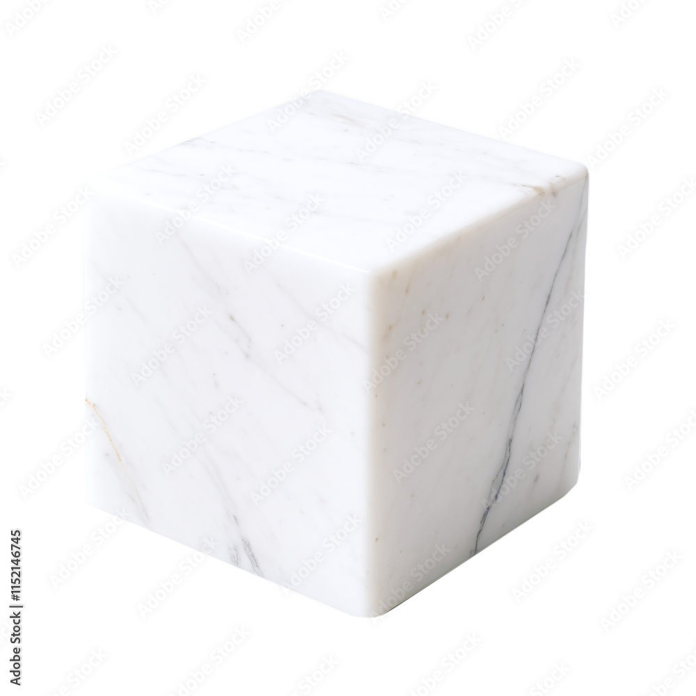 Marble Cube With Grey Veins isolated on transparent background Marble Cube With Grey Veins isolated on transparent background