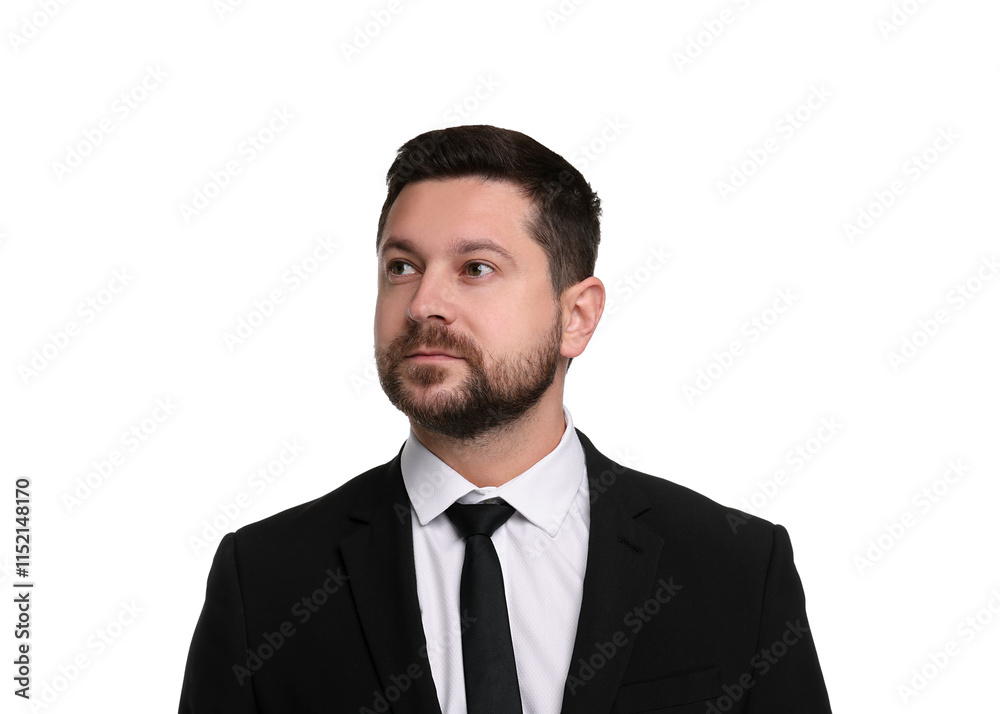 Portrait of banker in jacket on white background Portrait of banker in jacket on white background