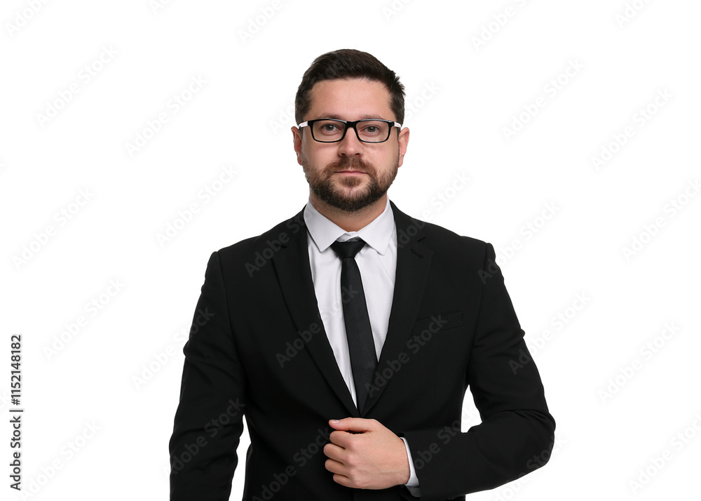 Portrait of banker in glasses on white background Portrait of banker in glasses on white background