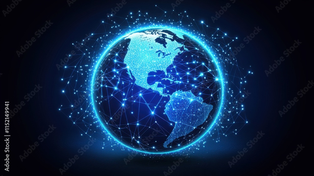 A digital globe illuminated with blue light, showcasing interconnected networks across North and South America. A digital globe illuminated with blue light, showcasing interconnected networks across North and South America.