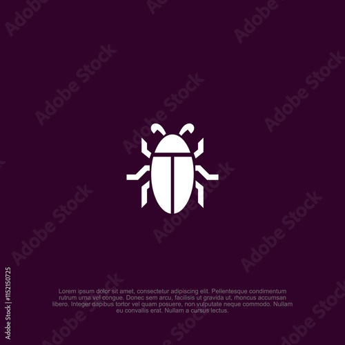 simple, minimalist, bold and modern flat logo mantis bug, black and white logo illustration