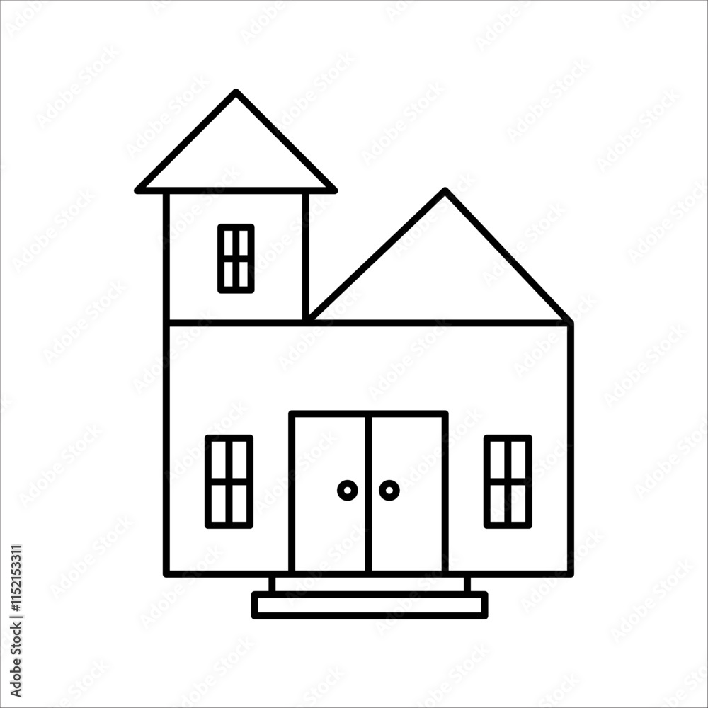Single white house renovation line icon, simple update home with arrow flat design pictogram vector for app logo ads web webpage button interface Single white house renovation line icon, simple update home with arrow flat design pictogram vector for app logo ads web webpage button interface