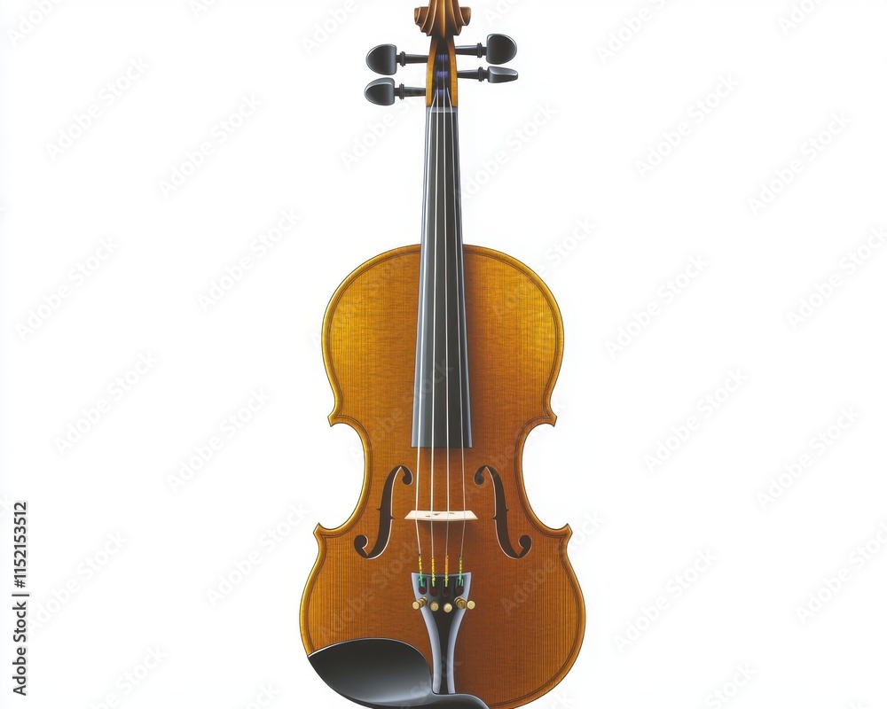 Obraz premium A beautifully crafted wooden violin showcasing intricate details and a rich amber hue, perfect for music lovers.