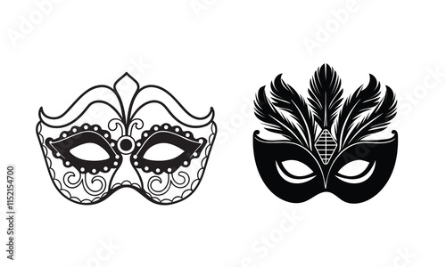 Elegant black and white Carnival mask design