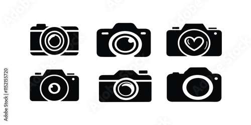 Camera icon set on white background ,camera photo snapshot capture photograph shutter flash digital app modern minimalist symbol outline vector graphic icon flat style.