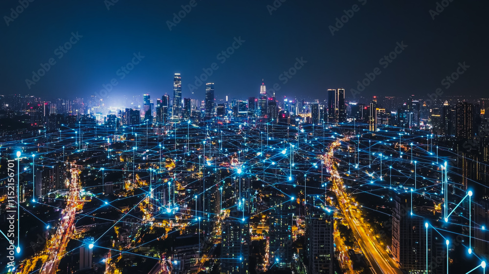 Abstract businesswoman stands on the peak of success Smart digital city with connection cyber security network reciprocity over the cityscape future wireless digital city and social media networking Abstract businesswoman stands on the peak of success Smart digital city with connection cyber security network reciprocity over the cityscape future wireless digital city and social media networking