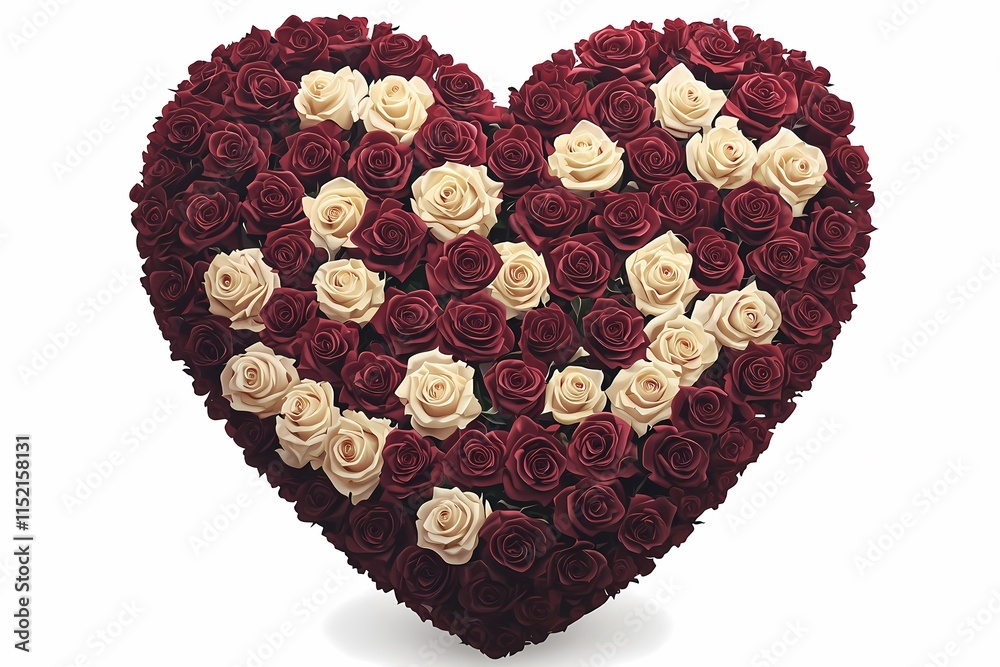 Heart Shaped Arrangement of Red and White Roses for Romantic Love Heart Shaped Arrangement of Red and White Roses for Romantic Love
