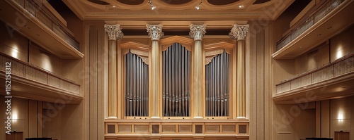 imagine grand concert hall with massive organ whose pipes are shaped like columns of greek temple music reverberating