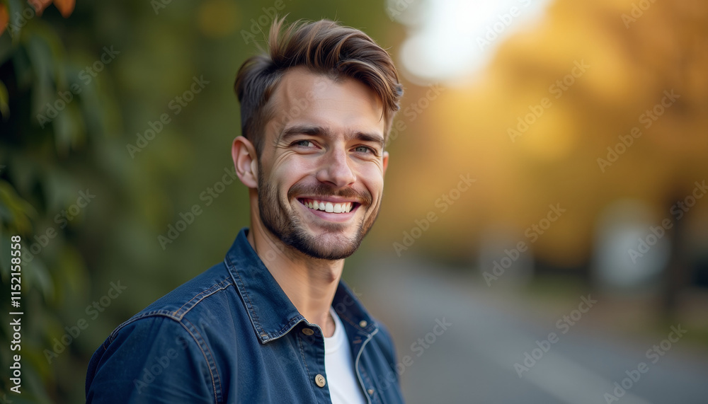 Smiling Man in Autumn Park