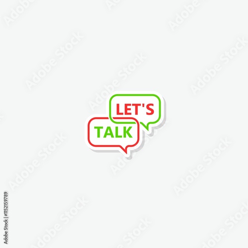 Let s talk icon sticker isolated on gray background photo