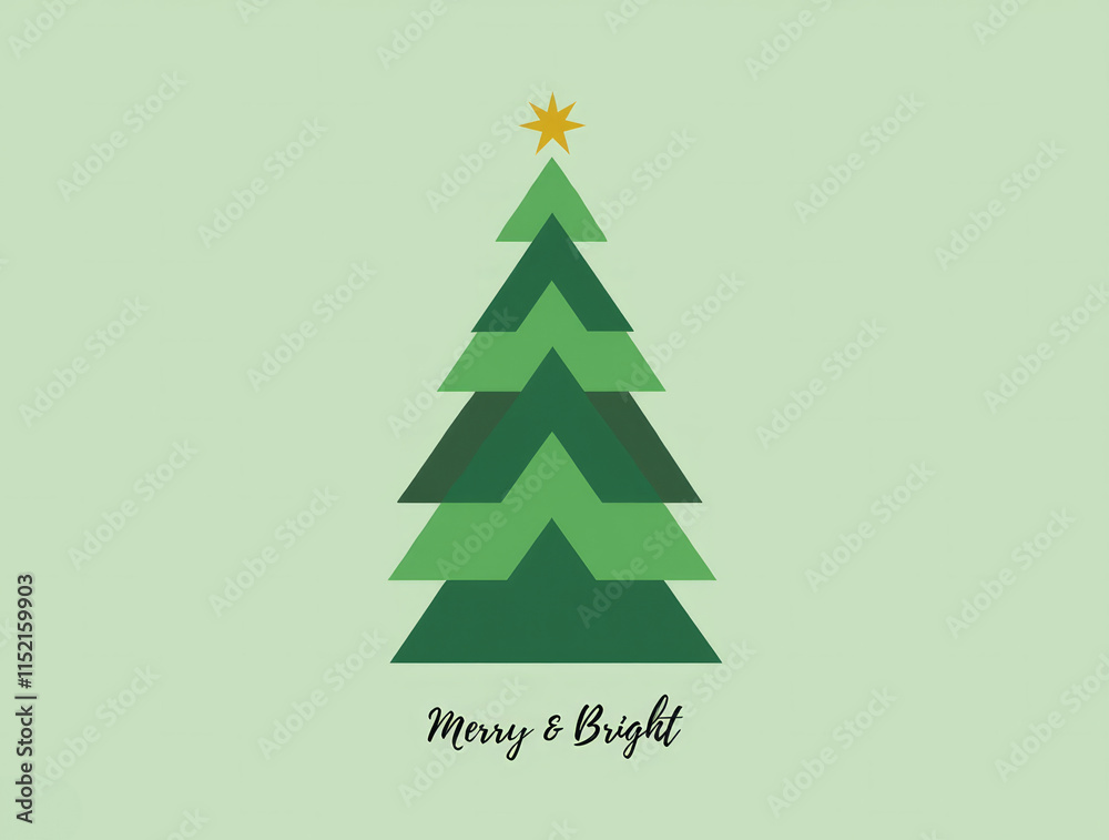 Geometric Christmas Tree with Overlapping Shapes and Holiday Accents Geometric Christmas Tree with Overlapping Shapes and Holiday Accents