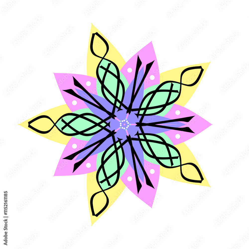 Fototapeta premium Mandala illustration with bright colors