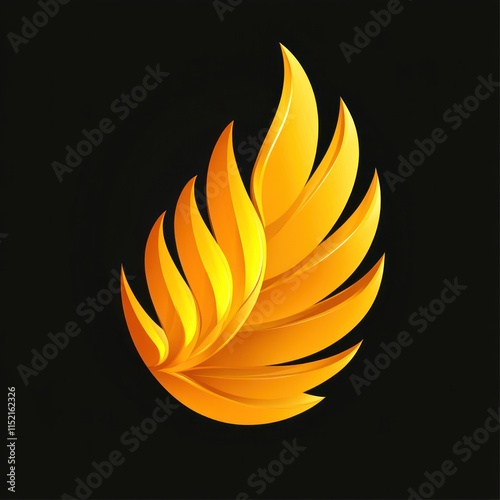 Abstract golden flame leaf design. photo