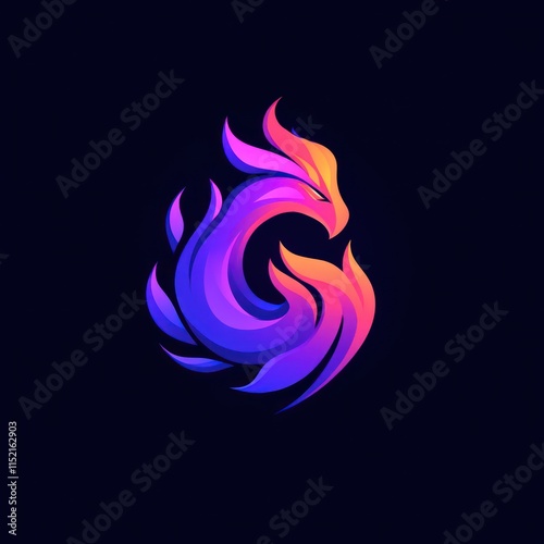 Abstract gradient phoenix logo design.