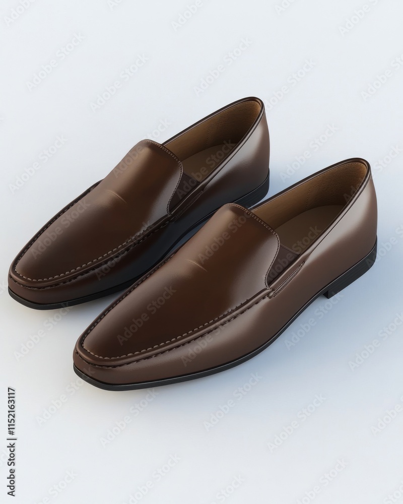 Fototapeta premium Stylish brown loafers for men, featuring a sleek design and smooth leather finish.
