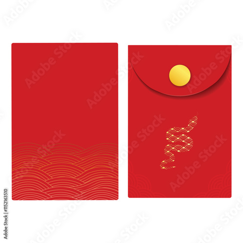 Chinese angpao envelope design. red Hongbao envelope. isolated Chinese angpao gift vector with snake icon