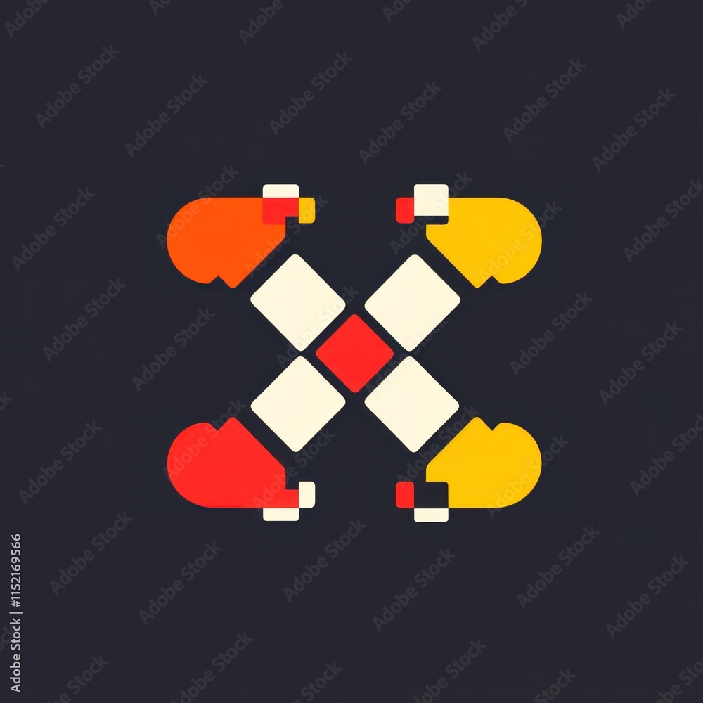 Abstract pixel art 'X' letter logo design. Abstract pixel art 'X' letter logo design.