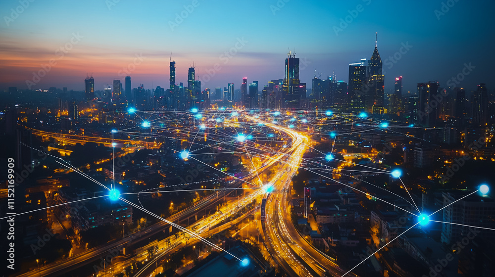 custom made wallpaper toronto digitalAbstract businesswoman stands on the peak of success Smart digital city with connection cyber security network reciprocity over the cityscape future wireless digital city and social media networking