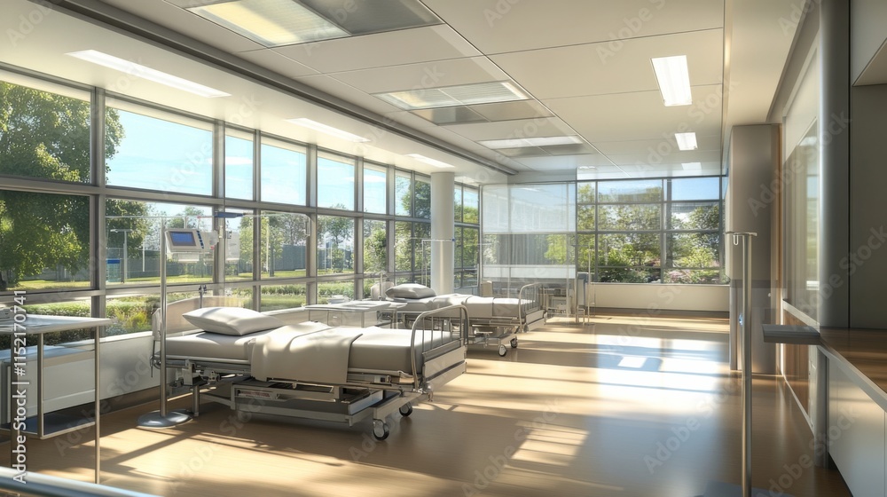 Bright Clinical Room with Natural Light and Dynamic Angles Bright Clinical Room with Natural Light and Dynamic Angles