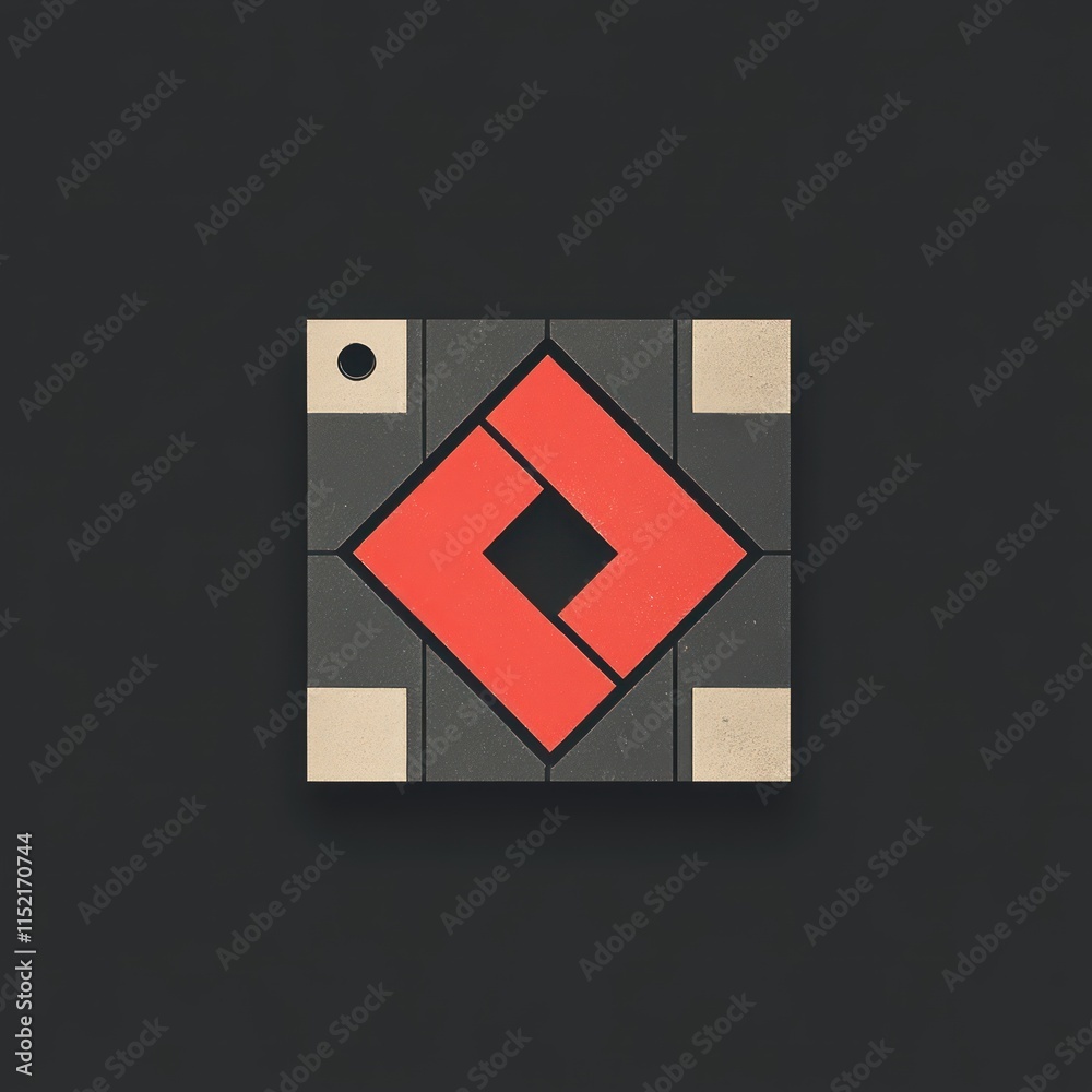 Abstract red and grey geometric square design with a hole. Abstract red and grey geometric square design with a hole.