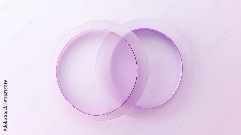 Obraz premium Two purple circles intersect, creating a gradient effect as they overlap on a white background, forming a visually appealing abstract composition