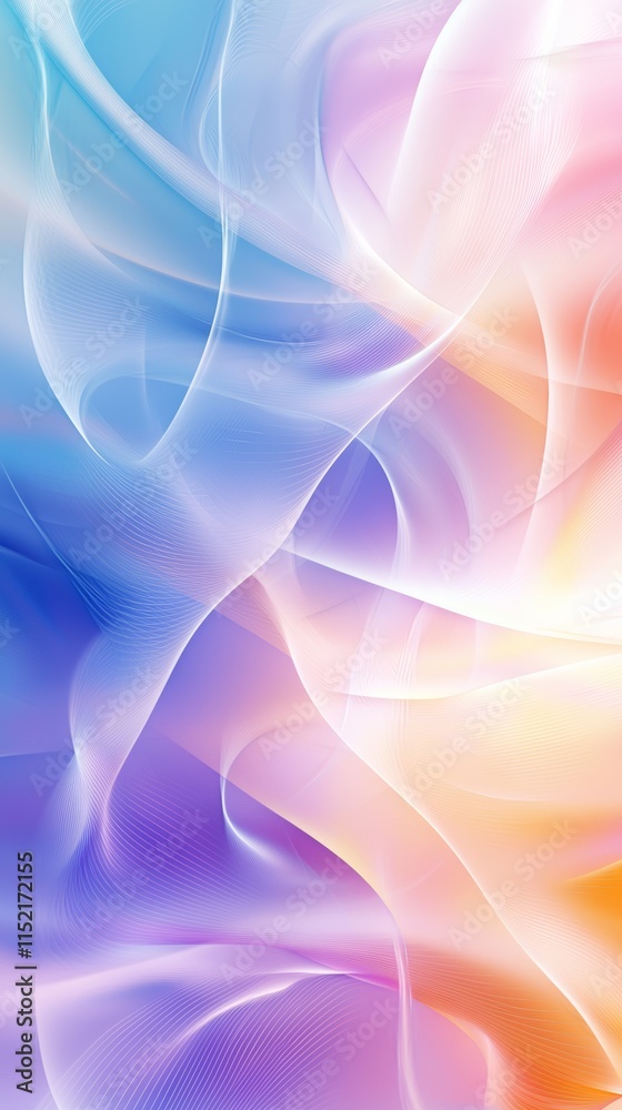 Obraz premium Smooth elegant pastel colored background flowing with curved lines creating a dreamy and ethereal atmosphere, perfect for various design projects
