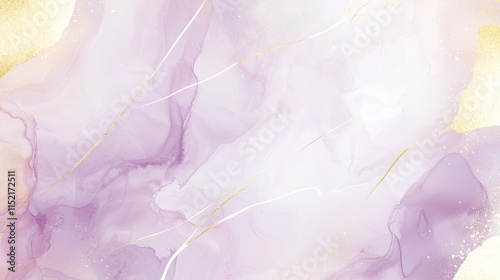 Lilac and gold alcohol ink painting creates a stunning abstract background, perfect for adding a touch of elegance and sophistication to any project