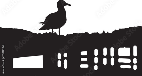 Seagull Serenity at Belcarra's Sunset Quay, Seagull at Belcarra Quay, Belcarra's Quay, Seagull's Sunset Perspective, Seagull Silhouette Against Belcarra's Sunset Sky, Seagull Moments at Dusk in Belcar