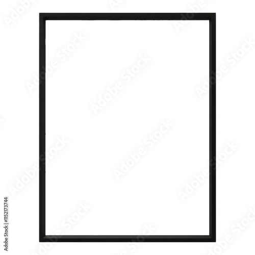 Minimalistic black picture frame on a white background, perfect for showcasing art and photography. photo