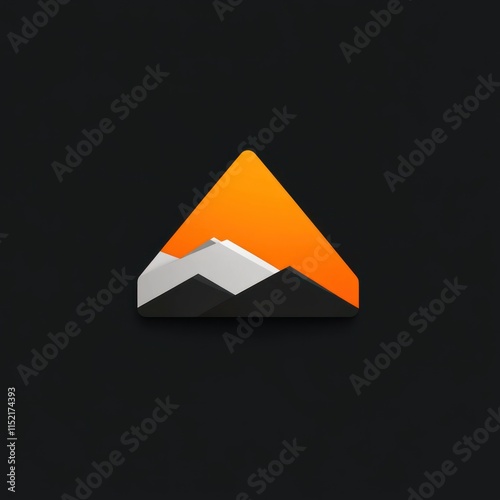 Free Download Abstract triangular logo design featuring a sunset over minimalist mountains. - GFXLoad