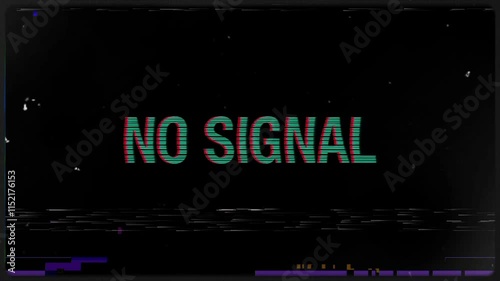 No signal overlay glitch texture footage, Digital message on television or computer screen .