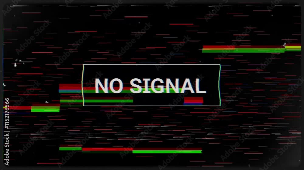 No signal overlay glitch texture footage, Digital message on television or computer screen .