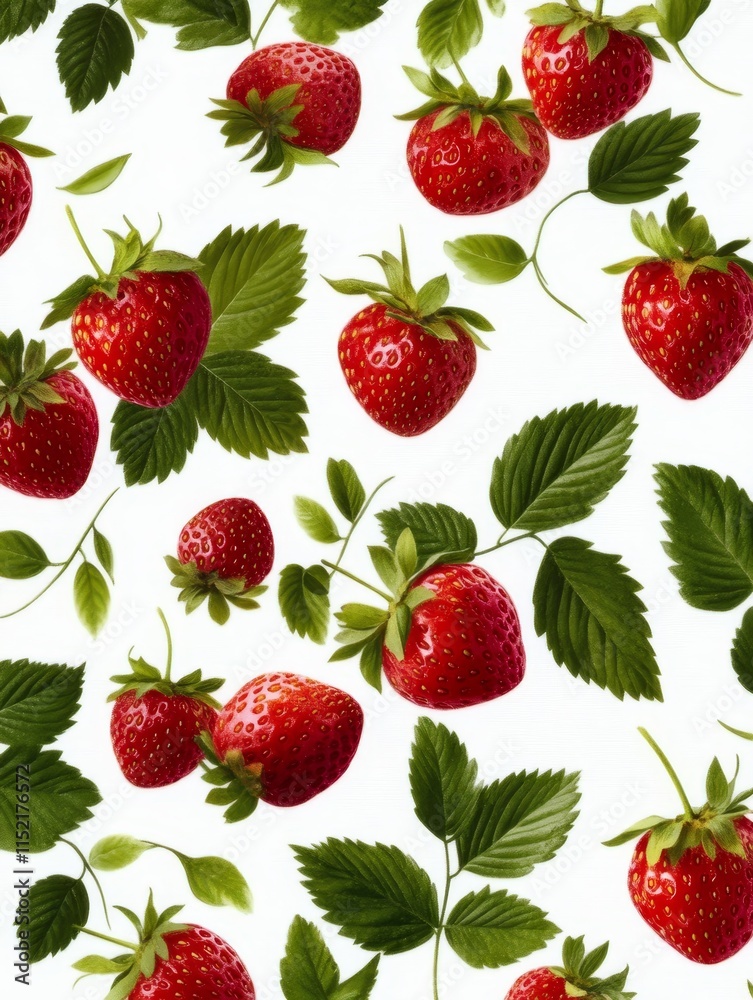 Fresh Strawberry Pattern - Juicy, ripe strawberries, vibrant green leaves, summer freshness, healthy snack, delicious fruit. Fresh Strawberry Pattern - Juicy, ripe strawberries, vibrant green leaves, summer freshness, healthy snack, delicious fruit.