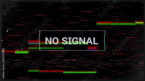 No signal overlay glitch texture footage, Digital message on television or computer screen .