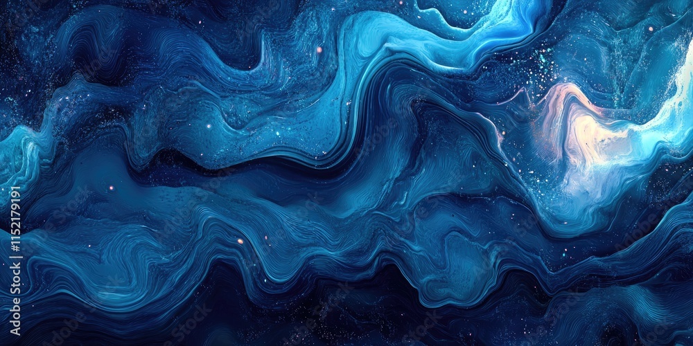 Obraz premium Abstract Blue Swirling Fluid Art Cosmic Design