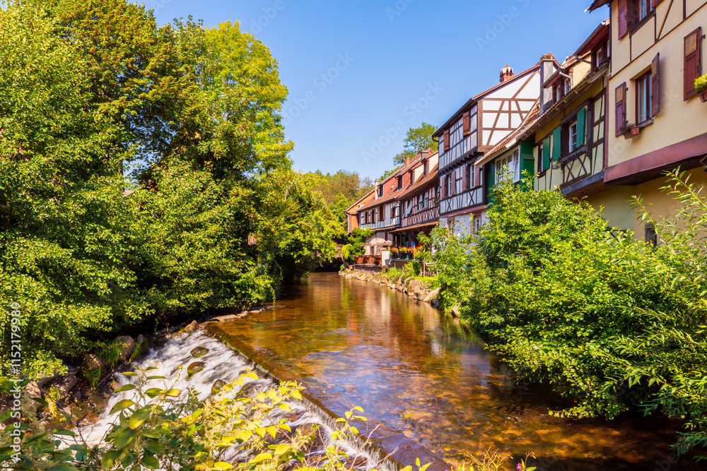 Small River with Waterfall in Kaysersberg Alsace France