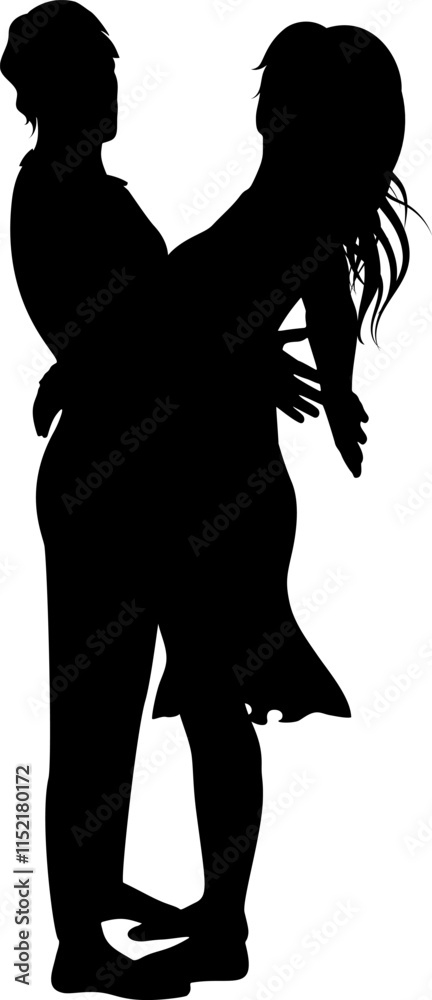 Silhouettes of an embracing couple portraying warmth, love, and unity in a stylized and elegant form. Ideal for romantic and relationship-themed designs, the artwork symbolizes affection and closeness Silhouettes of an embracing couple portraying warmth, love, and unity in a stylized and elegant form. Ideal for romantic and relationship-themed designs, the artwork symbolizes affection and closeness