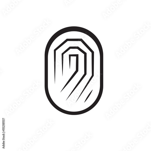 Stylized fingerprint, outline isolated on white background.