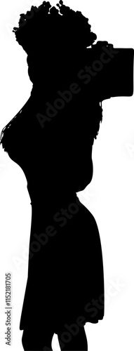 Abstract silhouette of a girl holding a gift box, symbolizing joy, generosity, and anticipation. Ideal for celebration, the image captures the spirit of giving and the excitement of receiving.