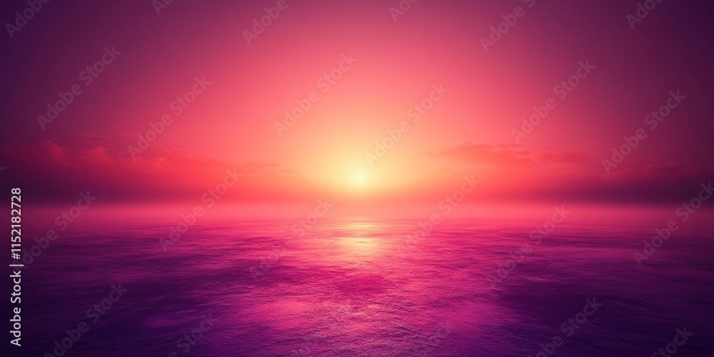Fototapeta premium Vibrant Pink Sunset over Calm Ocean Serene Seascape