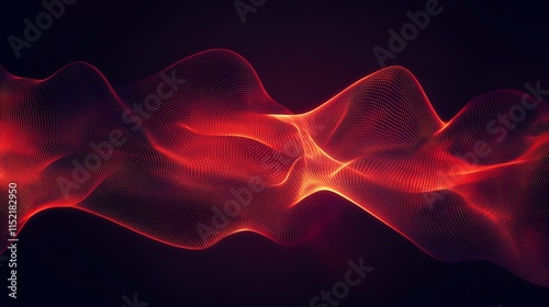 Abstract red wave flowing on dark background.