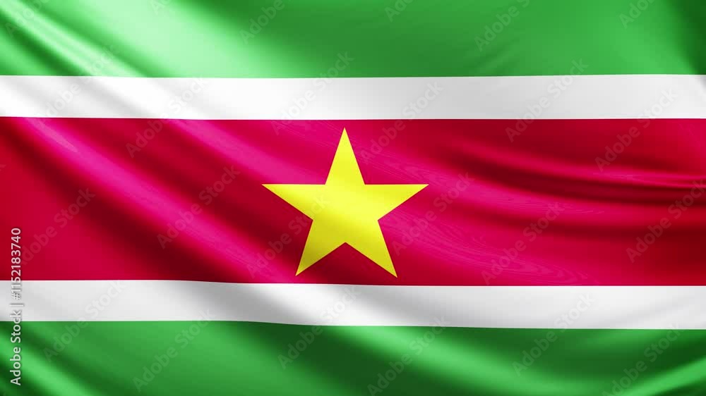 Suriname flag video, close-up shot of symbol of suriname nation, america, animated flag background video, 3D video of a flag, national symbol of the people, patriotism, full screen Suriname flag video, close-up shot of symbol of suriname nation, america, animated flag background video, 3D video of a flag, national symbol of the people, patriotism, full screen