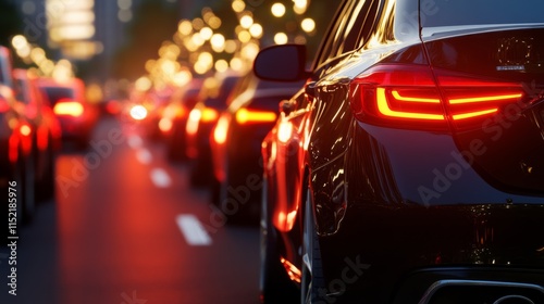 Nighttime Urban Scene with Car Tail Lights