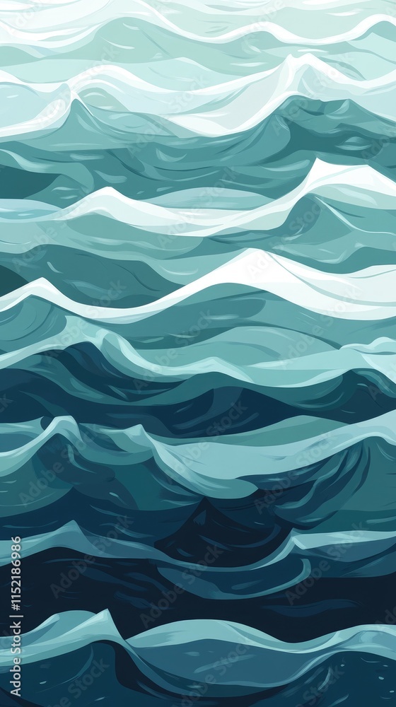 Abstract Teal Ocean Waves Artistic Rendering Abstract Teal Ocean Waves Artistic Rendering