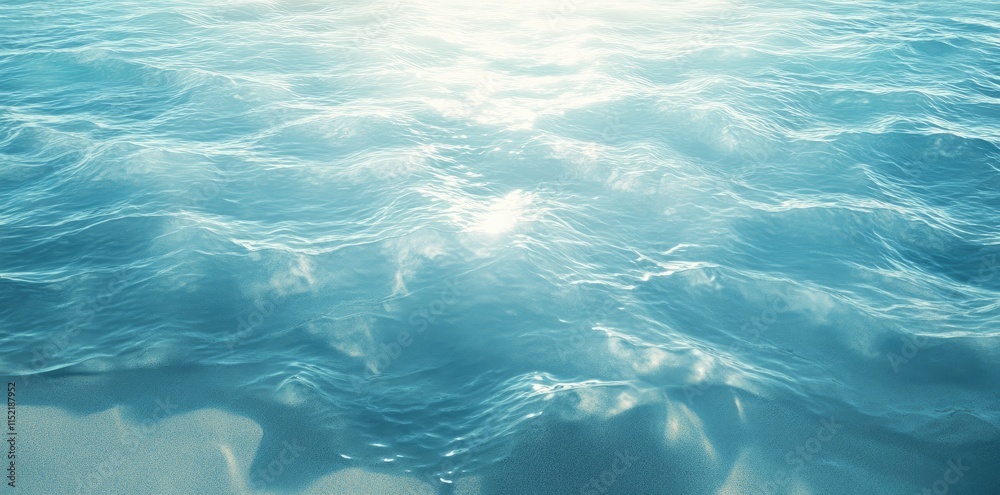 Naklejka premium Sunlit Aqua Ocean Waves Gently Rolling On Sandy Shore