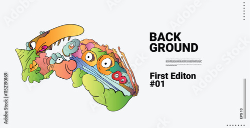 Colorful Abstract Background Patterns for Web Design, Landing Pages, Social Media Stories, and Print Materials Cute cartoon monster character. Flat design. Illustration.
