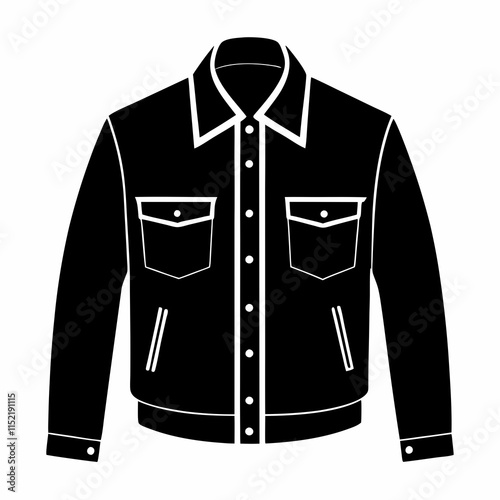 Black Denim Jacket Silhouette Vector Illustration
